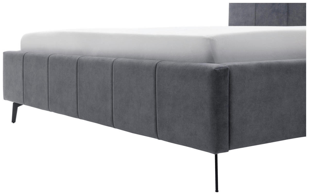 POLSTERBETT 160/200 cm  in Anthrazit  - Birkefarben/Anthrazit, Konventionell, Holz/Textil (160/200cm) - Boxxx