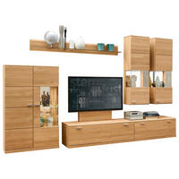 WOHNWAND Kanto  in Eichefarben  345/216/49 cm  - Edelstahlfarben/Eichefarben, KONVENTIONELL, Glas/Holz (345/216/49cm) - Musterring