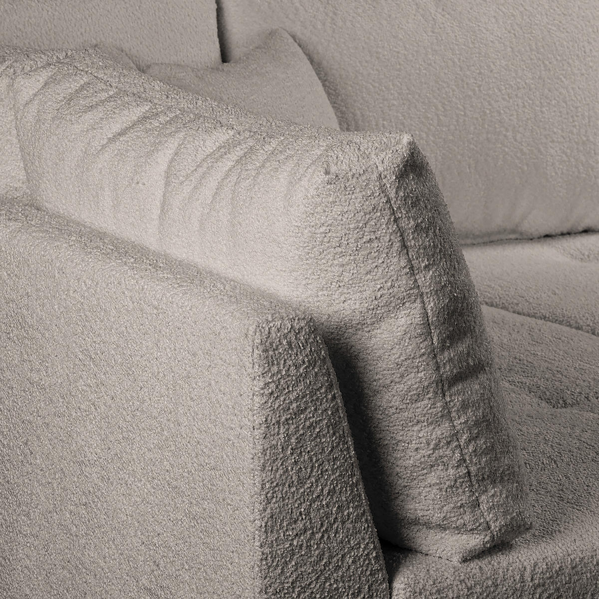 ECKSOFA inkl. Hocker Ariella Grau Bouclé  - Naturfarben/Grau, Design, Holz/Textil (161/231cm) - Livetastic