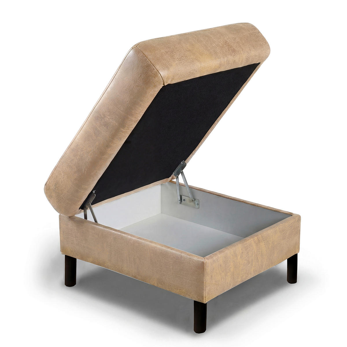 HOCKER in Textil, Leder Sandfarben  - Sandfarben, Design, Leder/Textil (70/48/60cm) - Livetastic