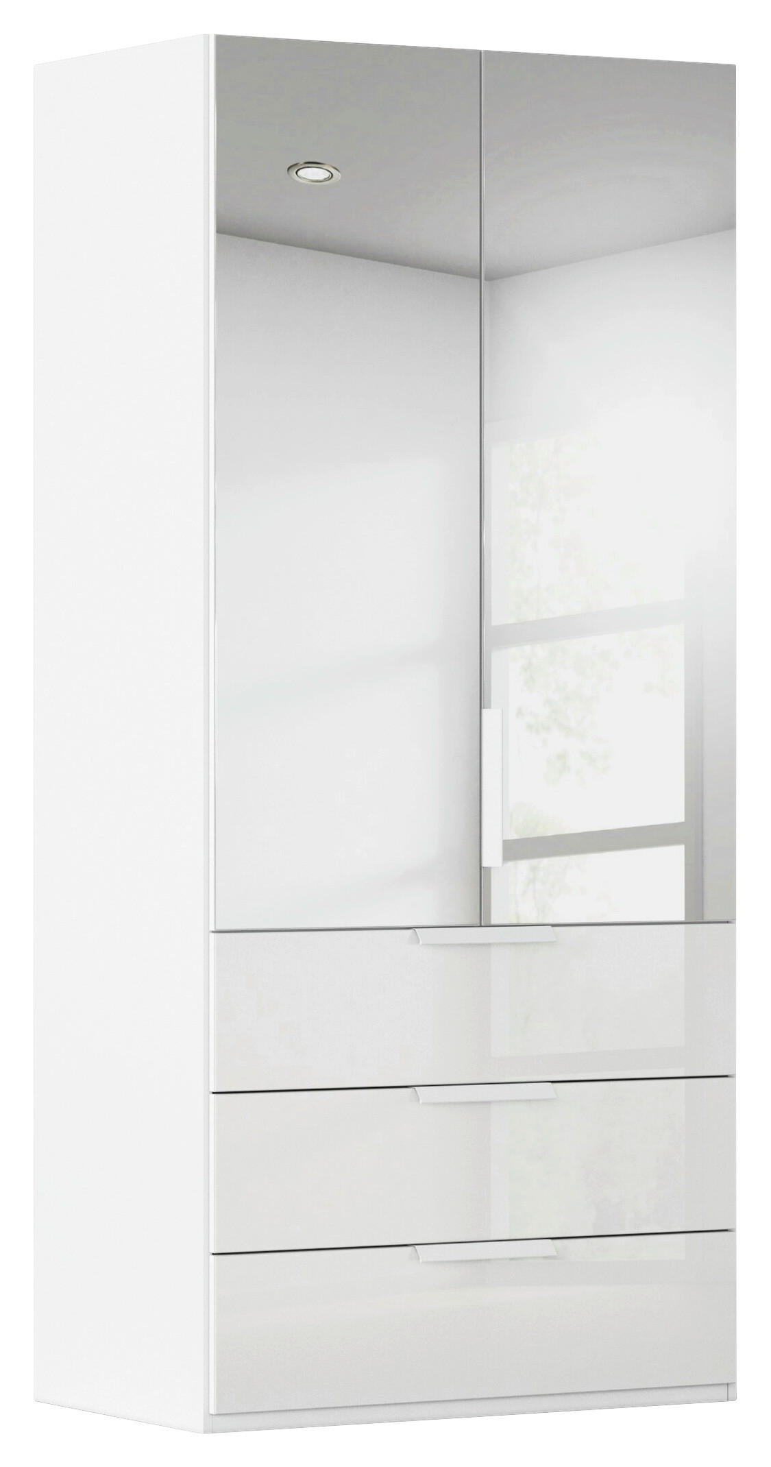 DREHTÜRENSCHRANK 101/223/61 cm,  in Weiß, Weiß Hochglanz, 2-türig  - Weiß Hochglanz/Weiß, Basics, Glas/Holzwerkstoff (101/223/61cm) - Novel