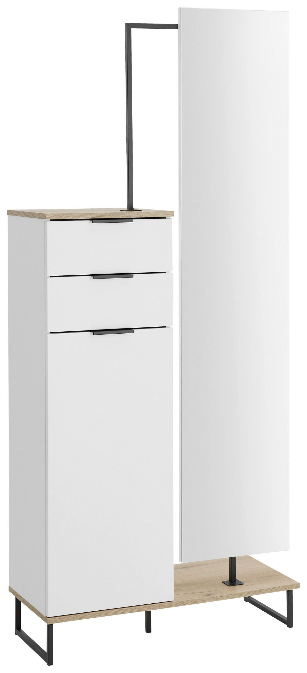 HOCHSCHRANK 78/200/35 cm  - Eichefarben/Schwarz, KONVENTIONELL, Holzwerkstoff/Metall (78/200/35cm) - home24