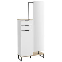 HOCHSCHRANK 78/200/35 cm  - Eichefarben/Schwarz, KONVENTIONELL, Holzwerkstoff/Metall (78/200/35cm) - home24