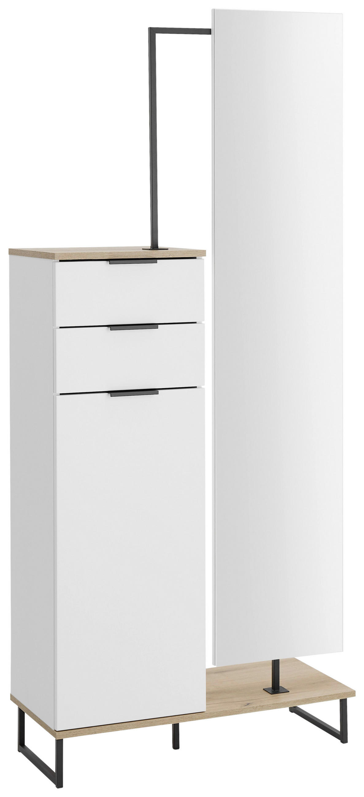 HOCHSCHRANK 78/200/35 cm  - Eichefarben/Schwarz, KONVENTIONELL, Holzwerkstoff/Metall (78/200/35cm) - home24