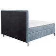 BOXSPRINGBETT 160/200 cm,  in Hellblau, Topper, H3 + H4 = fest + sehr fest  - Schwarz/Hellblau, Design, Textil/Metall (160/200cm) - Esposa