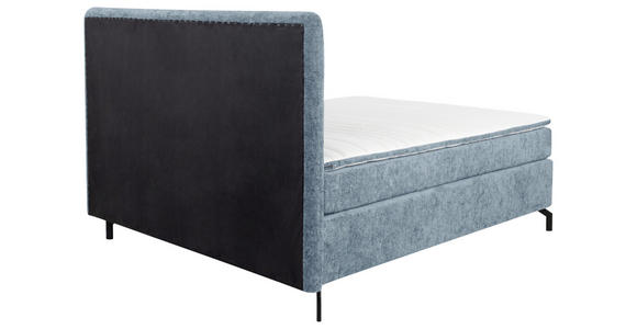 BOXSPRINGBETT 160/200 cm,  in Hellblau, Topper, H3 + H4 = fest + sehr fest  - Schwarz/Hellblau, Design, Textil/Metall (160/200cm) - Esposa