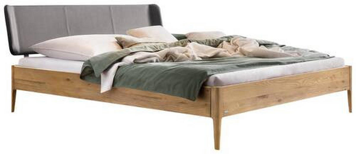 BETT 140/200 cm  in Dunkelgrau, Wildeiche   - Wildeiche/Dunkelgrau, Modern, Holz/Textil (140/200cm) - Hasena