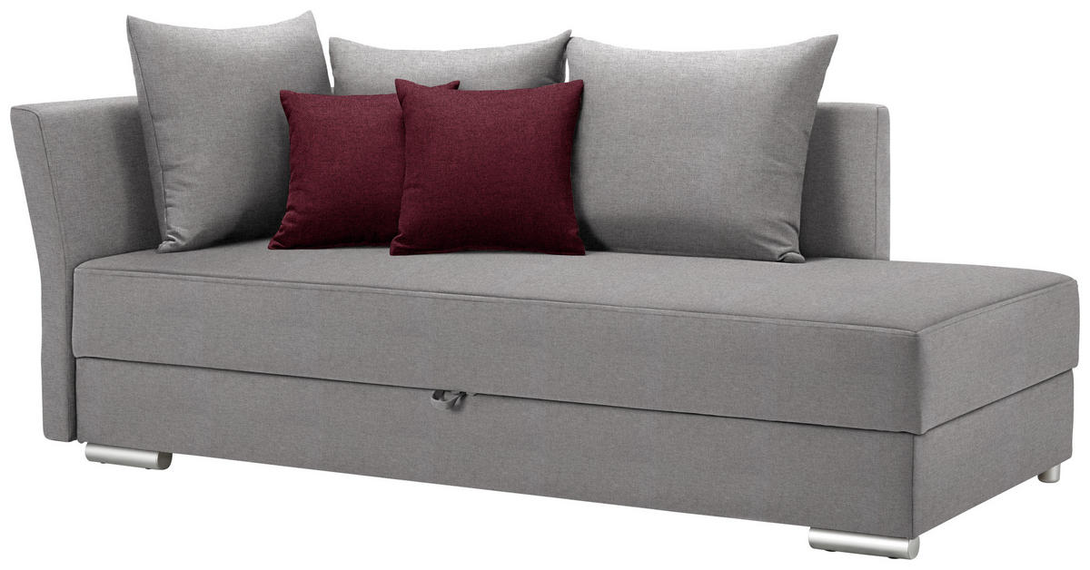 LIEGE Webstoff Hellgrau  - Chromfarben/Bordeaux, Design, Kunststoff/Textil (220/93/100cm) - Livetastic
