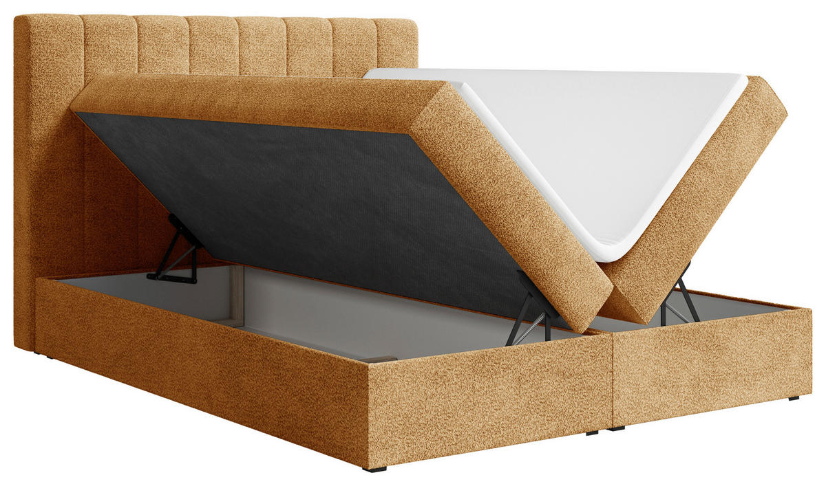 BOXBETT 160/200 cm  in Rostfarben  - Rostfarben/Schwarz, MODERN, Holz/Kunststoff (160/200cm) - MID.YOU