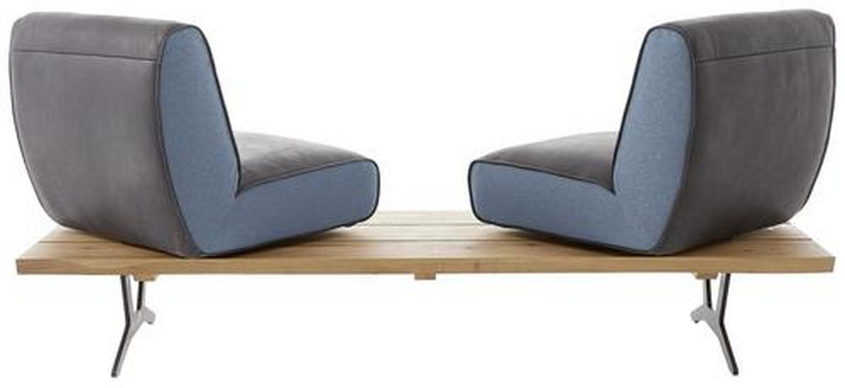 SITZBANK 190/85/69 cm  in Schwarz, Türkis, Dunkelbraun  - Türkis/Dunkelbraun, Design, Leder/Holz (190/85/69cm) - Ambiente