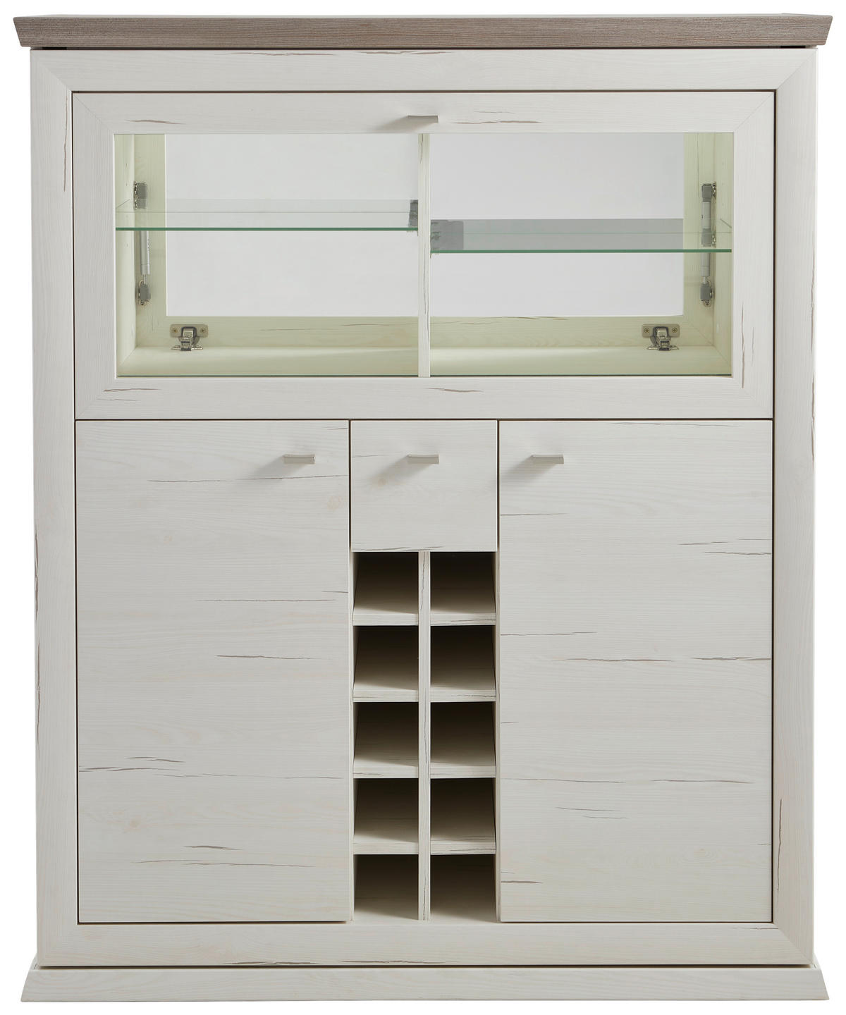 BARSCHRANK Grau, Weiß  - Weiß/Grau, LIFESTYLE, Glas/Holzwerkstoff (110,2/134,4/43cm) - Hom`in