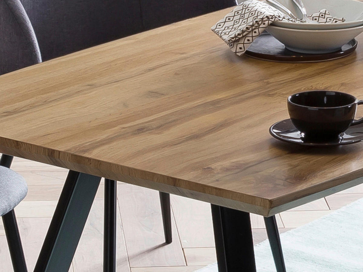 ESSTISCH rechteckig Naturfarben, Schwarz  - Schwarz/Naturfarben, Design, Holzwerkstoff/Metall (140/80/75cm) - Livetastic