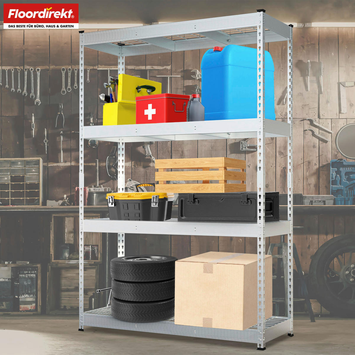 SCHWERLASTREGAL 120/180/45 cm  - Zinkfarben, Basics, Metall (120/180/45cm) - Floordirekt