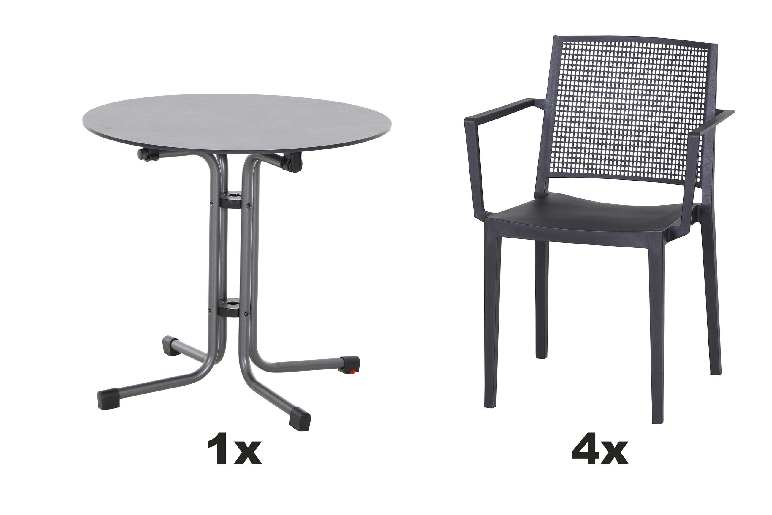GARTENGARNITUR 5-teilig Stahl  - Anthrazit, Basics, Kunststoff/Metall (80/80/80cm) - Siena Garden