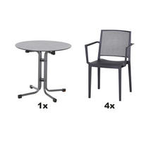 GARTENGARNITUR 5-teilig  - Anthrazit, Basics, Holzwerkstoff/Kunststoff (80/80/80cm) - Siena Garden