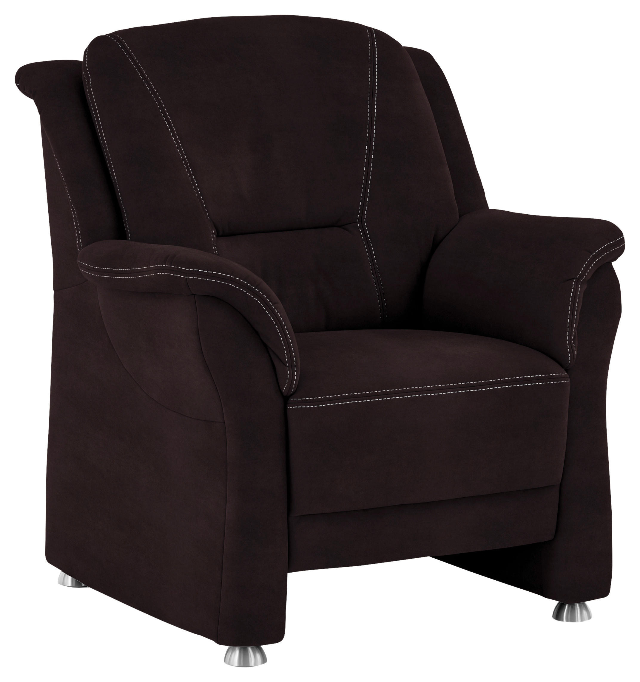 SESSEL in Mikrofaser Dunkelbraun  - Dunkelbraun/Beige, Konventionell, Textil/Metall (90/100/92cm) - Beldomo Comfort