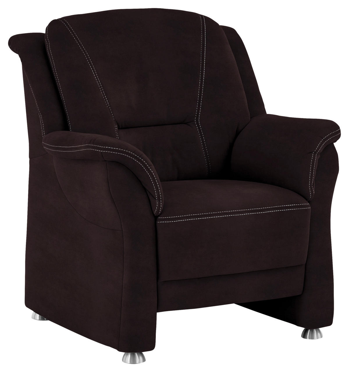 SESSEL in Mikrofaser Dunkelbraun  - Dunkelbraun/Beige, KONVENTIONELL, Textil/Metall (90/100/92cm) - Beldomo Comfort