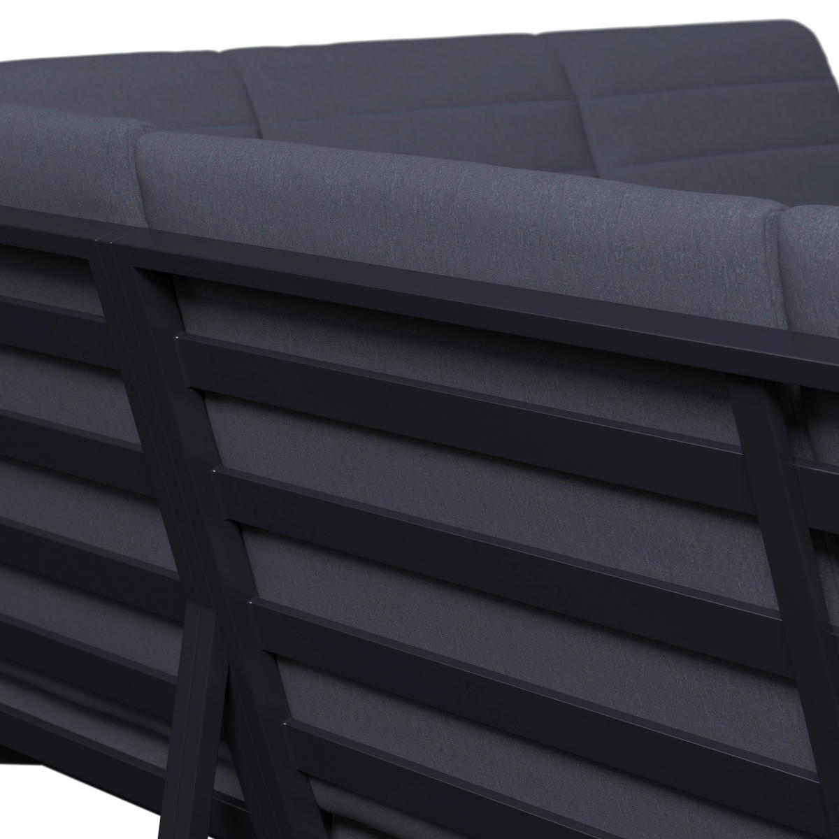 LOUNGEGARNITUR 4-teilig   Eisen  - Dunkelgrau/Naturfarben, MODERN, Kunststoff/Textil - Ambia Garden