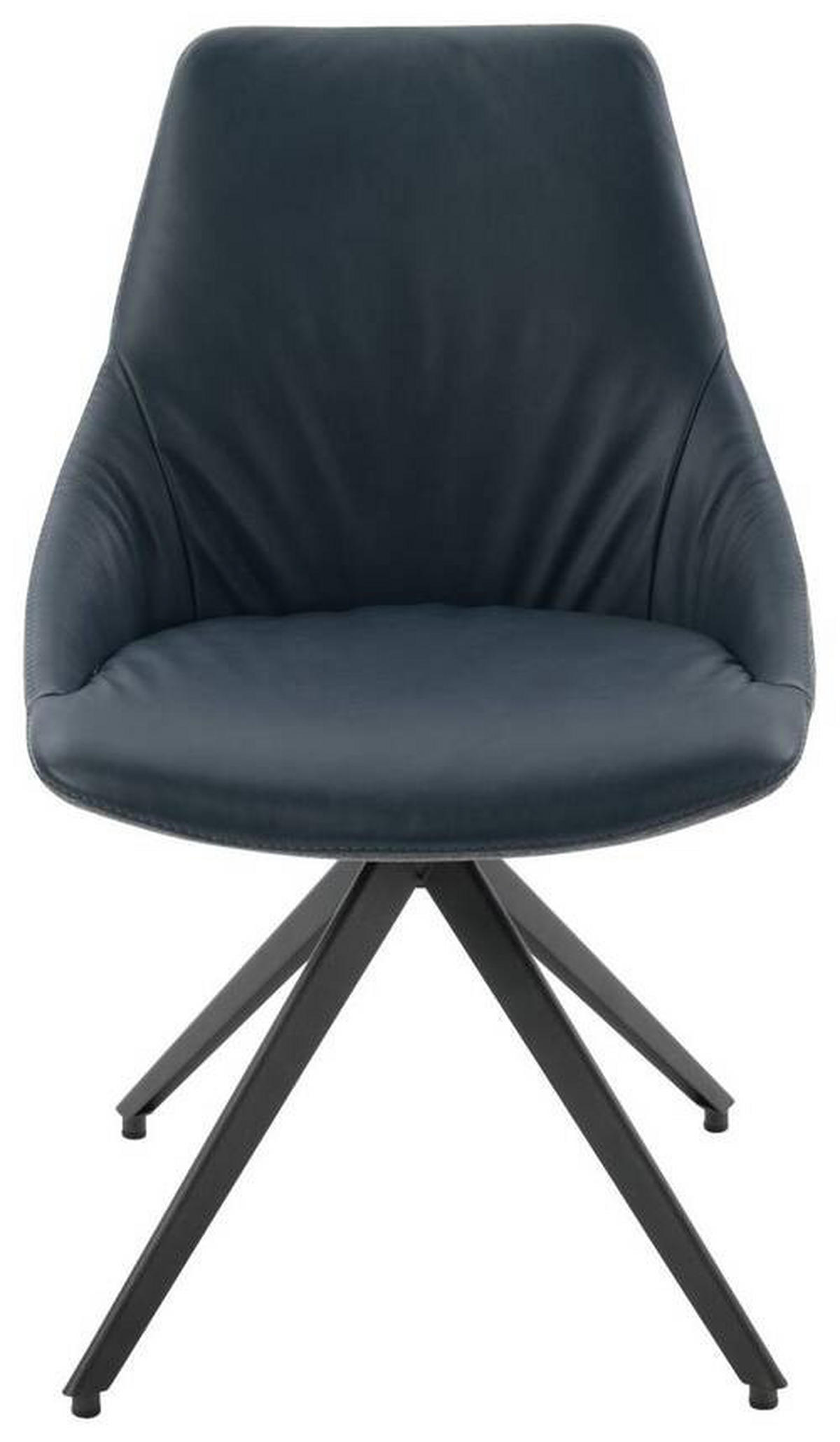 STUHL Struktur Echtleder Blau, Grau  - Blau/Anthrazit, Design, Leder/Textil (55/87/62cm) - Bert Plantagie
