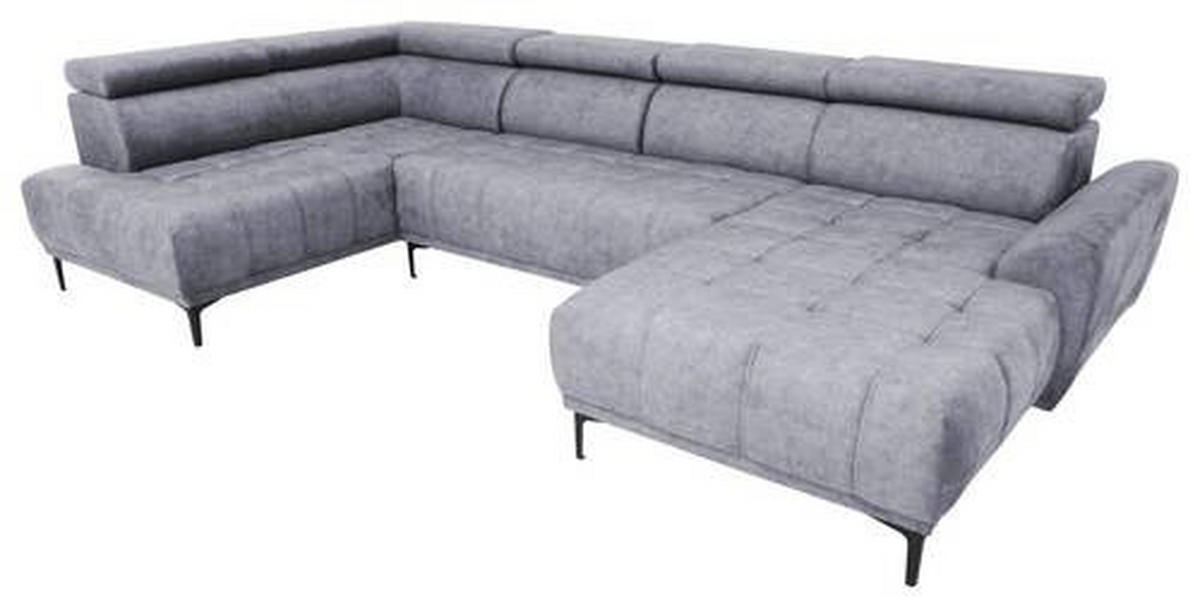 WOHNLANDSCHAFT in Velours Grau  - Schwarz/Grau, Design, Textil/Metall (191/340/172cm) - Stylife
