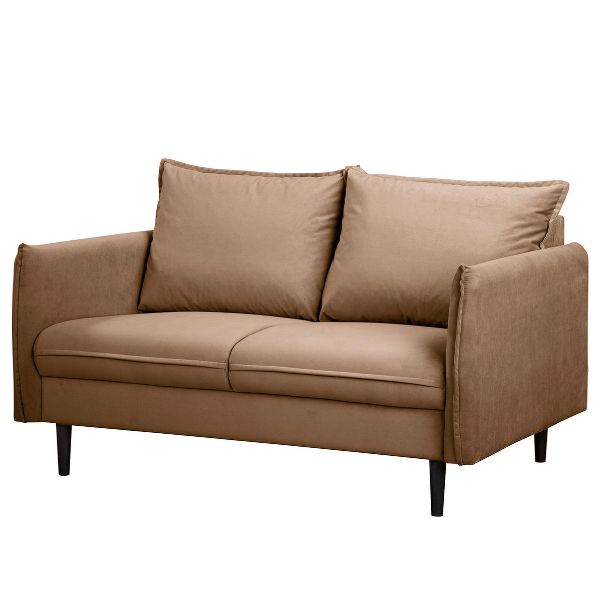 2-SITZER-SOFA JULI in Samt Dunkelbraun  - Dunkelbraun/Schwarz, Design, Holz/Textil (138/86/100cm) - P & B