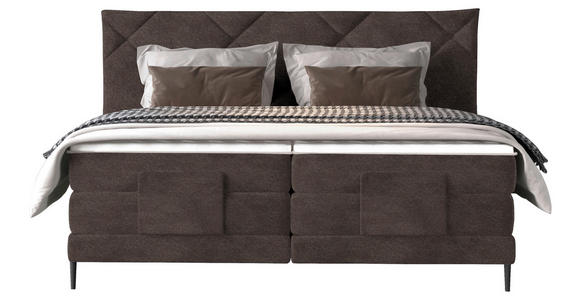 BOXSPRINGBETT 180/200 cm  in Graubraun  - Graubraun/Schwarz, KONVENTIONELL, Textil/Metall (180/200cm) - Esposa