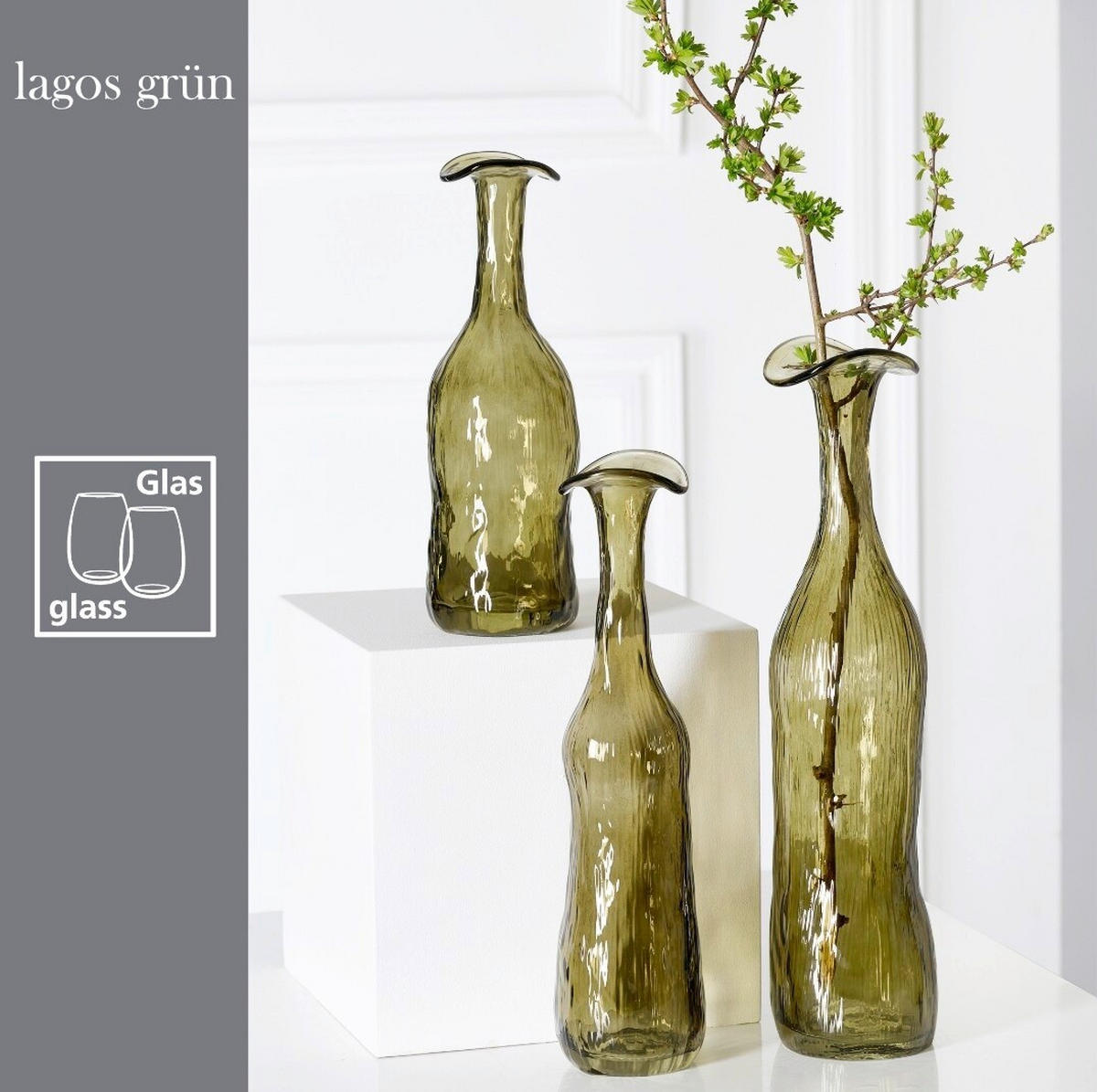 VASE Lagos grün 29,5 cm  - Grün, Trend, Glas (9,5/29,5cm) - Ritzenhoff Breker