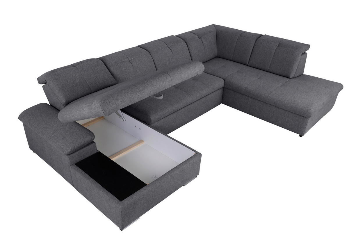 WOHNLANDSCHAFT Dunkelgrau  - Dunkelgrau/Grau, Design, Textil/Metall (173/328/215cm) - MID.YOU