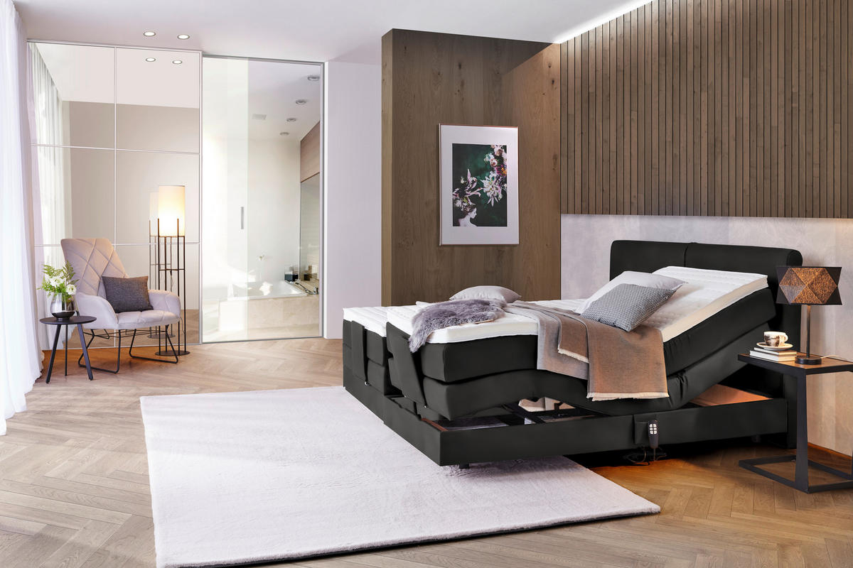 BOXSPRINGBETT 160/200 cm  in Schwarz  - Schwarz, Design, Kunststoff/Textil (160/200cm) - Hom`in