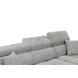 ECKSOFA Hellgrau Chenille  inkl. Zierkissen, Bettkasten, Rücken echt, Kopfteilverstellung, Sitztiefenverstellung  - Hellgrau/Schwarz, KONVENTIONELL, Kunststoff/Textil (268/172cm) - Carryhome