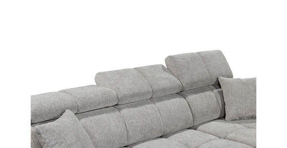 ECKSOFA Hellgrau Chenille  inkl. Zierkissen, Bettkasten, Rücken echt, Kopfteilverstellung, Sitztiefenverstellung  - Hellgrau/Schwarz, KONVENTIONELL, Kunststoff/Textil (268/172cm) - Carryhome