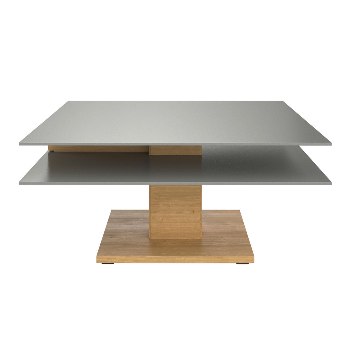 COUCHTISCH Wildeiche furniert, massiv Farbglas 90/90/43 cm quadratisch Grau, Eichefarben  - Eichefarben/Grau, Design, Glas/Holz (90/90/43cm) - Voglauer