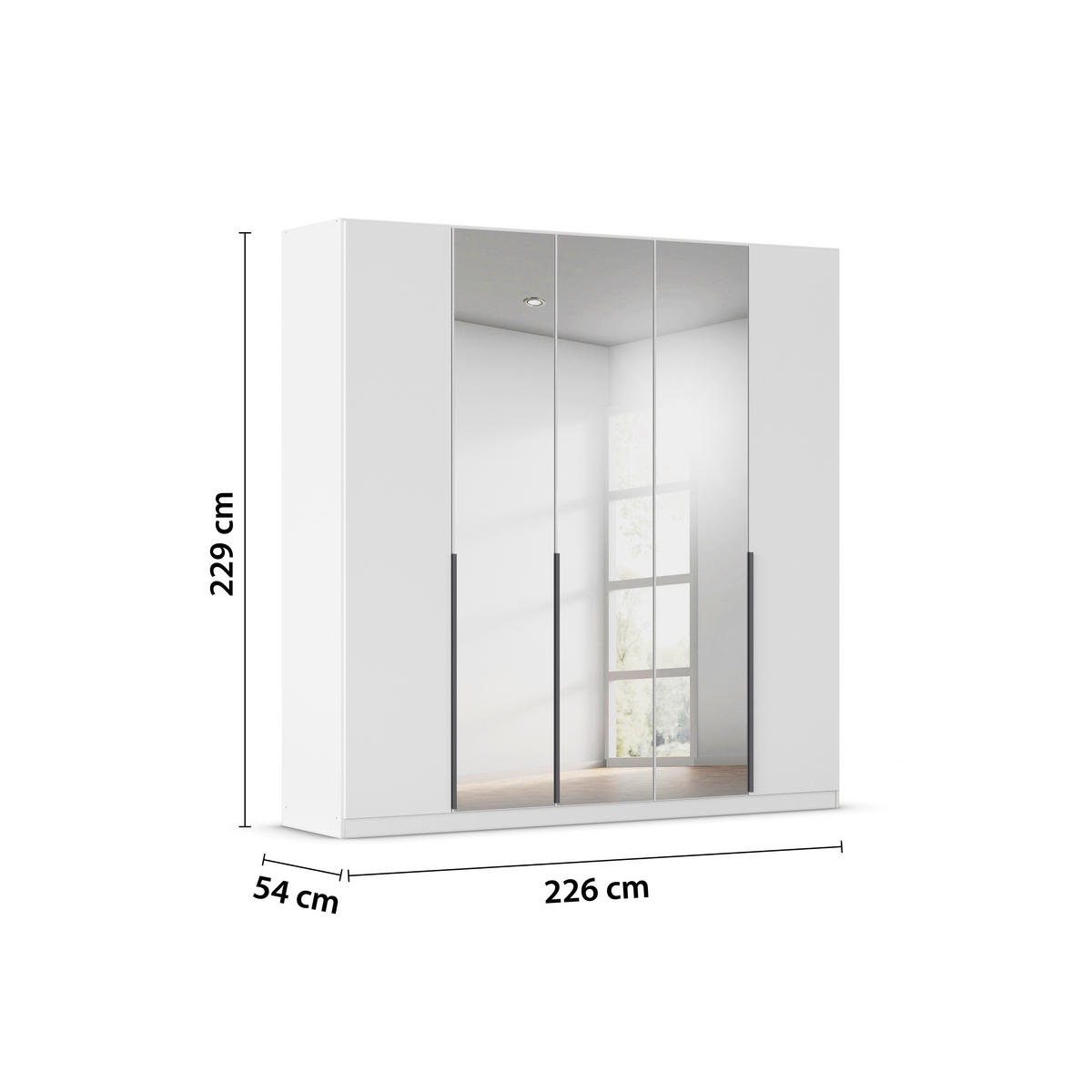 DREHTÜRENSCHRANK in Weiss  - Weiss/Grau, Modern, Holzwerkstoff/Metall (226/229/54cm) - Rauch Möbel