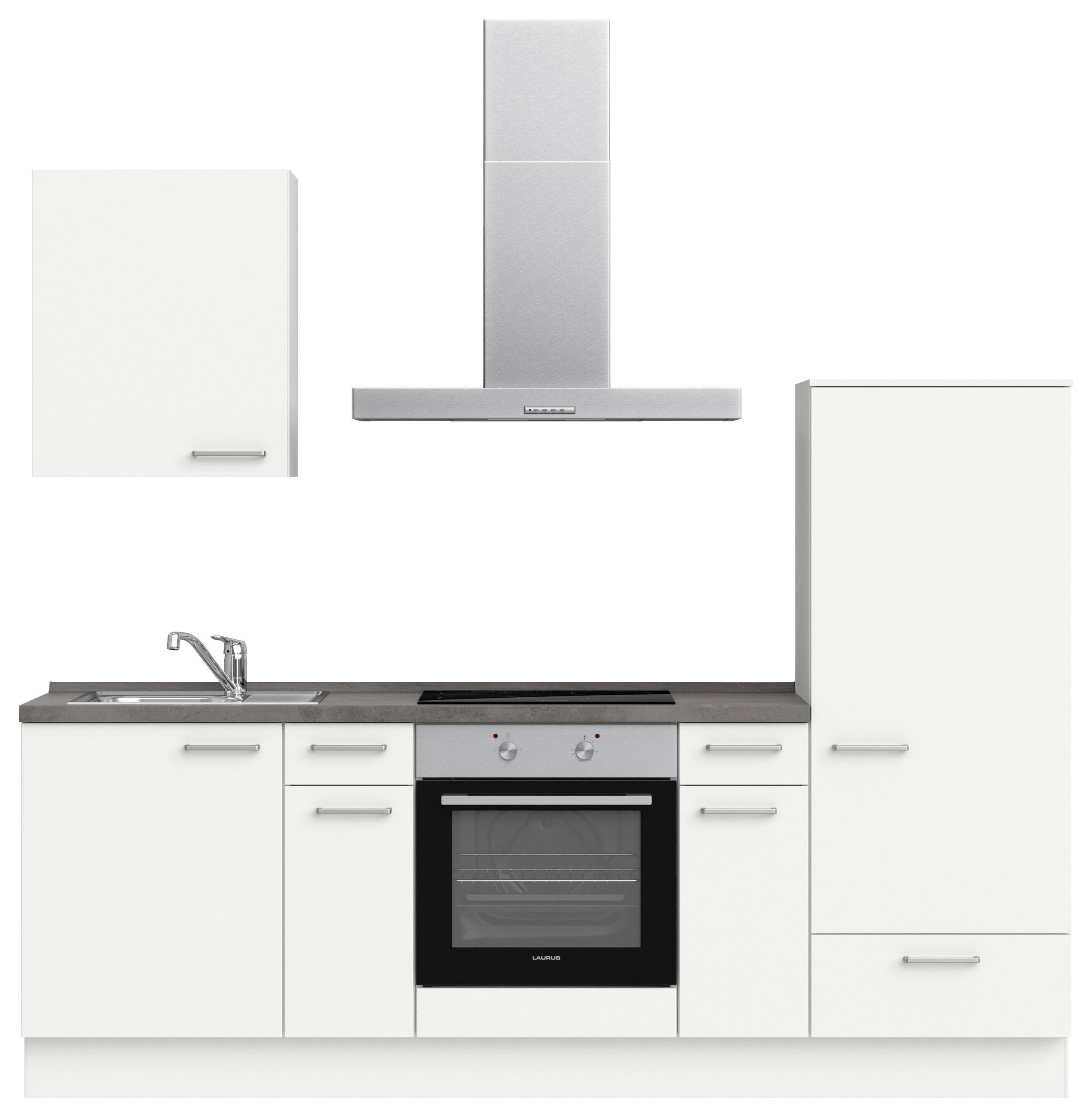 KÜCHENLEERBLOCK 240 cm   in Weiß, Schieferfarben  - Schieferfarben/Edelstahlfarben, MODERN, Holzwerkstoff/Metall (240cm) - Nobilia