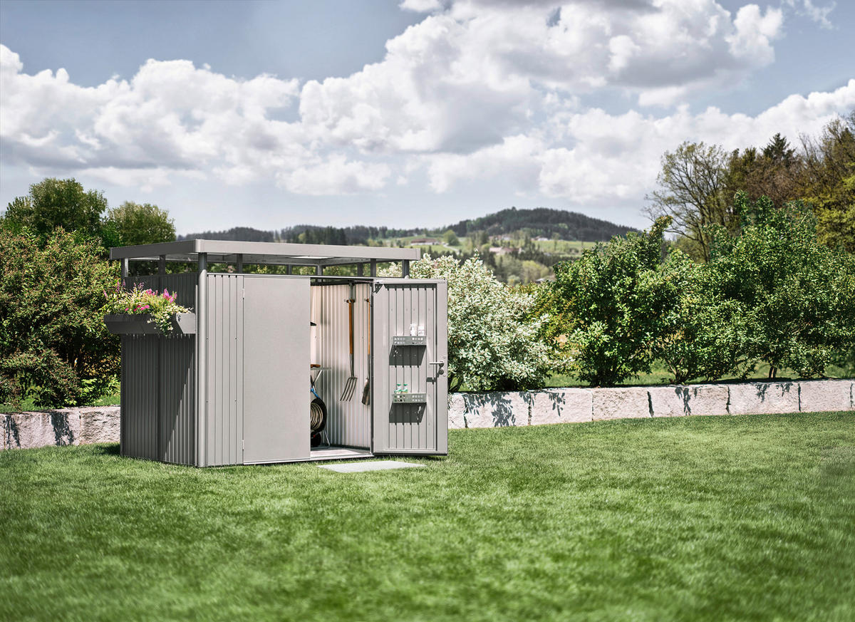 GERÄTEHAUS 275/222/275 cm  - Silberfarben, Basics, Metall (275/222/275cm) - Biohort