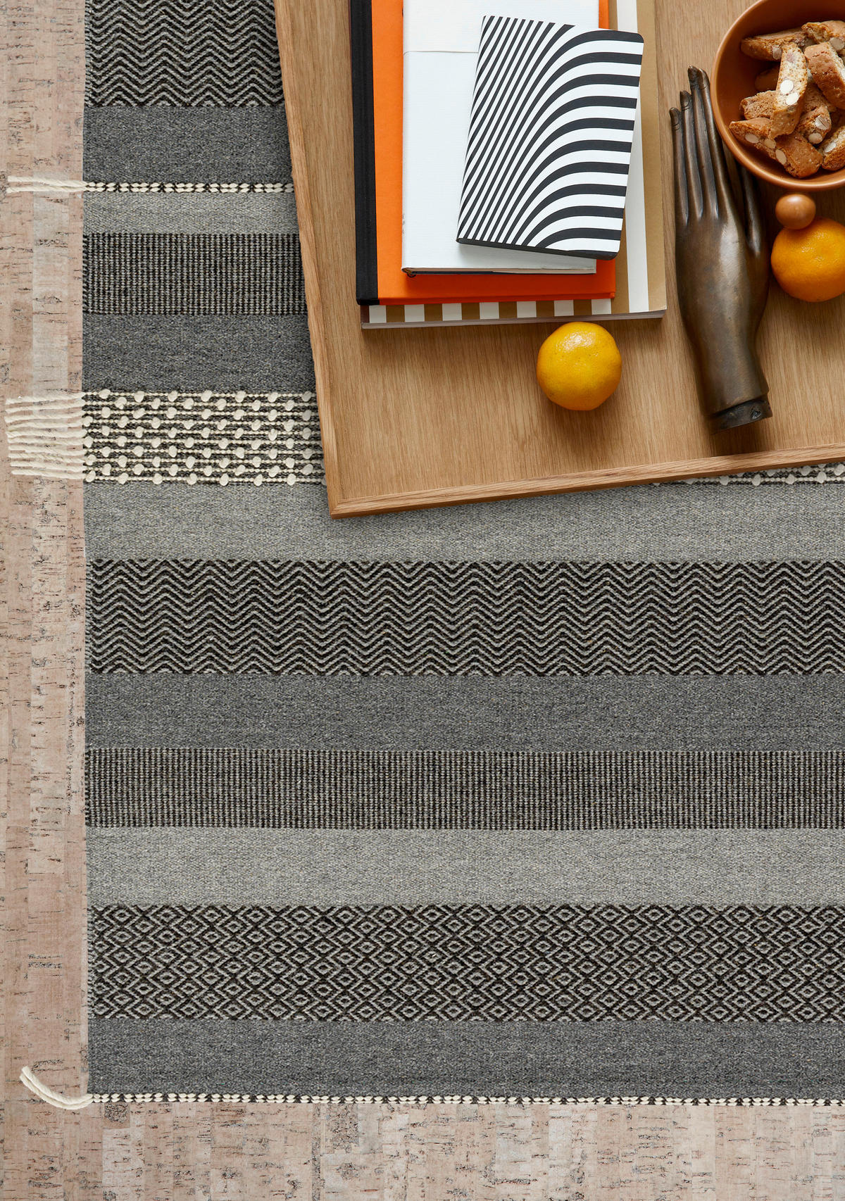 HANDWEBTEPPICH 170/240 cm Botana Dunkelgrau, Beige  - Dunkelgrau/Beige, Design, Textil (170/240cm) - Schöner Wohnen