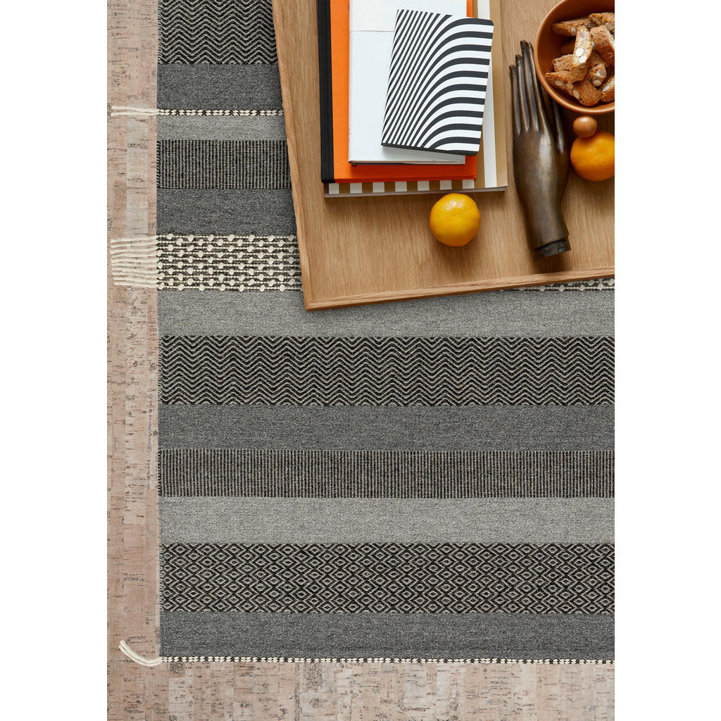 Thumbnail - Schöner Wohnen Handwebteppich Botana, Dunkelgrau, Beige, Textil, rechteckig, 170x240 cm, für Fußbodenheizung geeignet, T...