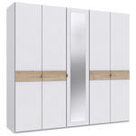 DREHTÜRENSCHRANK  in Weiß, Eichefarben, Hickory  - Eichefarben/Alufarben, KONVENTIONELL, Glas/Holzwerkstoff (225/208/58cm) - Carryhome