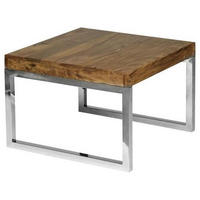 KISASZTAL fa 60/60/40 cm  - króm/sheesham, Design, fa/fém (60/60/40cm) - MID.YOU