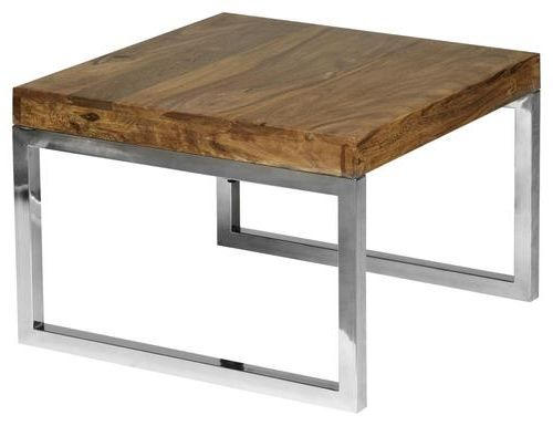 Beistelltisch Mit Tischplatte Massiv Guna, Sheesham/chrom
