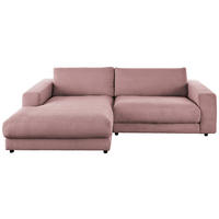 ECKSOFA  in Cord Rosa  190/270 cm  - Schwarz/Rosa, Design, Kunststoff/Textil (190/270cm) - Lomoco