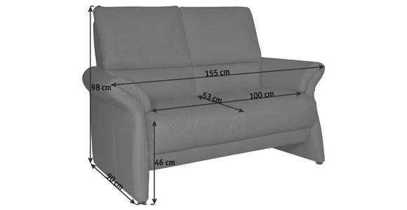 ZWEISITZER-SOFA in Leder Dunkelbraun - Dunkelbraun/Schwarz, Design, Leder/Kunststoff (155/98/90cm) - Cantus