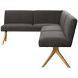 ECKBANK 172/238 cm Webstoff Dunkelgrau Eiche vollmassiv   - Eichefarben/Dunkelgrau, KONVENTIONELL, Holz/Textil (172/238cm) - Linea Natura