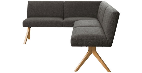 ECKBANK 172/238 cm Webstoff Dunkelgrau Eiche vollmassiv   - Eichefarben/Dunkelgrau, KONVENTIONELL, Holz/Textil (172/238cm) - Linea Natura