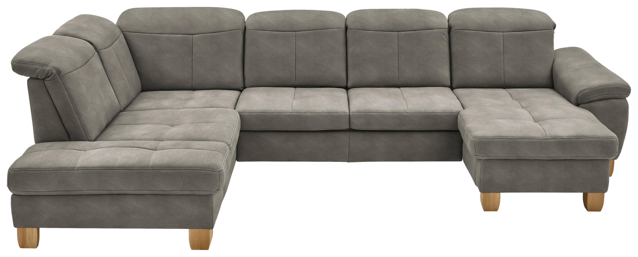 WOHNLANDSCHAFT in Mikrofaser Schlammfarben  - Wildeiche/Schlammfarben, Konventionell, Holz/Textil (243/343/185cm) - Voleo