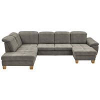 WOHNLANDSCHAFT Schlammfarben Mikrofaser  - Wildeiche/Schlammfarben, KONVENTIONELL, Holz/Textil (243/343/185cm) - Voleo