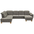 WOHNLANDSCHAFT Schlammfarben Mikrofaser - Wildeiche/Schlammfarben, KONVENTIONELL, Holz/Textil (243/343/185cm) - Voleo