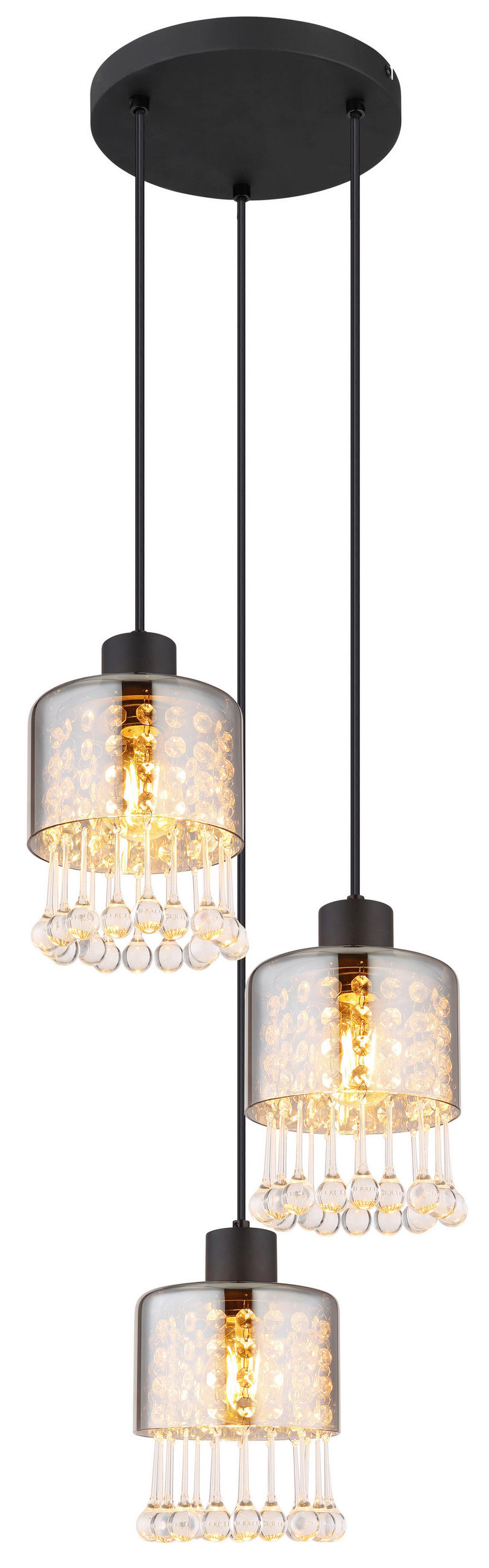 SVJETILJKA VISEĆA 33/120 cm - prozirno/crna, Konvencionalno, staklo/metal (33/120cm) - Globo