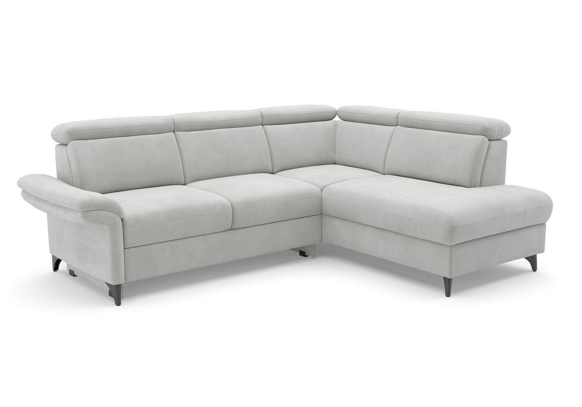 ECKSOFA Flachgewebe Silberfarben  - Silberfarben/Schwarz, Konventionell, Textil/Metall (247/193cm) - Sit & More