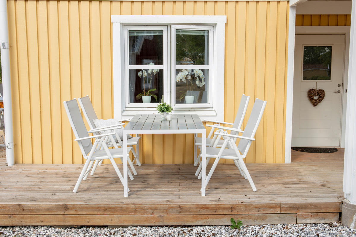 UTESTOLAR SET i metall, textil grå, vit  - vit/grå, Klassisk, metall/textil (55/108/62cm) - Gardenson